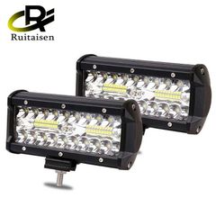 2個セットLED ワークライト 12V 24V 兼用 120W 6000K 防水 作業灯 デッキライト 投光器 前照灯 集魚灯 車幅灯 照明 トラック 120W LED 作業灯 12V 24V 兼用  RTS LED LIGHT BAR 7インチ