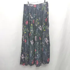 ◇ ⊂ UNIQLO ユニクロ 総柄 ロング フレア スカート サイズM ネイビー系 レディース E  【1502060049139】