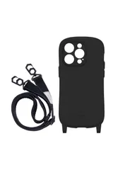 iFace Hang and iPhone 14 Pro ケース シリコンハード/ショルダーストラップ セット (ブラック) 【アイフェイス アイフォン14プロ 用 カバー ショルダー 】 [ブラック] [iPhone 14 Pro]