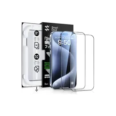 「Smart Box」 SmartDevil 強化ガラスフィルム iPhone 15 Pro 用 ガラスフィルム 貼り付け簡単 ガイドボックス付き 9H硬度 指紋防止 高透過率 光沢 気泡ゼロ 自動吸着 滑らかな手触り いphone 15Pro 対応 保護 0