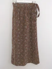 ◇ ◎ LOWRYS FARM ウエストゴム 花柄 ロング ラップ巻き スカート サイズF ブラウン ブルー レディース P  【中古】 【1209280000956】