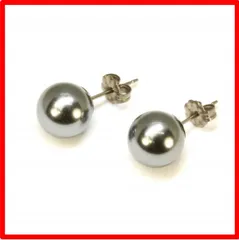 【送料無料 】Style: グレー10mm珠 [クレインズコレクション] 日本製 花珠級 真珠 磨き貝パール ピアス ケース付 冠婚葬祭 グレー 10mm珠 K