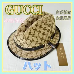 【S2074-100-10】未使用品 本物保証 GUCCI ハット グッチ 帽子 レザー フリンジ Lサイズ タグ付 牛革 レディース
