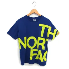 ザノースフェイス THE NORTH FACE 国内正規品 タグ付き ビックロゴ カットソー Tシャツ クルーネック コットン混 半袖 M 青 ブルー /NT19