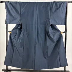 男着物 身丈152.5cm 裄丈69cm L 袷 紬 アンサンブル 幾何学模様 濃紺 正絹 秀品 【中古】