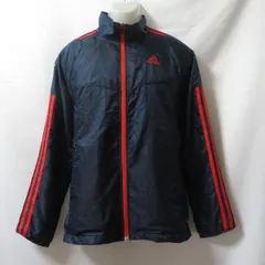 古着 メンズL adidas/アディダス 裏メッシュ ウインドブレーカージャケット ジップ スポーツ カジュアル ネイビー/レッド Z04527