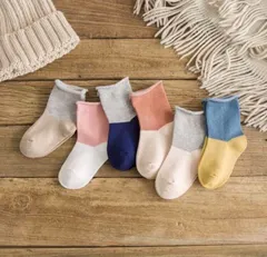 北欧ツートンカラー　ナチュラル　キッズソックス　 3足組 S 10〜12cm