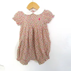 ラルフローレン ツナギ つなぎ オールインワン ロンパース 花柄 ベビー 女の子用 9M 75/48サイズ ピンク×白 RALPH LAUREN 【中古】