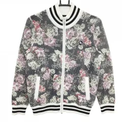 ★SALE価格★パーリーゲイツ ニットブルゾン ネイビー×マルチカラー 花柄 透かし編み レディース 0(S) ゴルフウェア PEARLY GATES