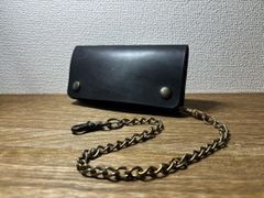[オーダー]トラッカーウォレット ロング ブラック 3層 ヌメ革 長財布