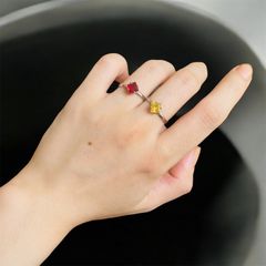 赤 or 黄が選べる✨カラージルコニアリング 指輪 フリーサイズ