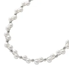 【シルバー×ワンサイズ】[Cream dot. クリームドット公式] ネックレス レディース   ショート メタルボール パール ワイヤーチェーン 編み込み 大人 華やか 結婚式 お呼ばれ 二次会 卒園式 卒業式 入園式 入学式 卒入  