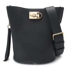 フェラガモ ショルダーバッグ レディース FERRAGAMO STUDIO BAG ステューディオバッグ バケットバッグ ガンチーニ レザー ブラック 黒 212892 0756787 (ec)