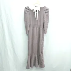 ◇ Θ SNIDEL スナイデル 襟取り外し可能 長袖 ロング丈 ワンピース サイズONE モカブラウン レディース E  【1412090042201】