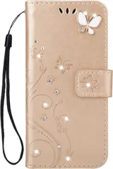 【人気商品】ケース手帳型 ストラップ付き グーグルピクセル8A 保護 横開きスタンド スタンド機能 装着やすい マグネット式 財布カバー 8A 8A カード入れPixel タッチペンプレゼント 花柄 TPU バタフライ胡蝶の印 純色 (ゴールド) きれい キラ