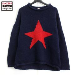 90s vintage 星柄 ロールネック ニットセーター メンズ XL~サイズ相当 ビッグサイズ オーバーサイズ