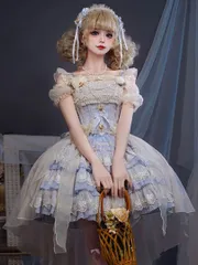 ドレス風ロリータワンピース?リボン付♪可愛いお出かけや女子会に！