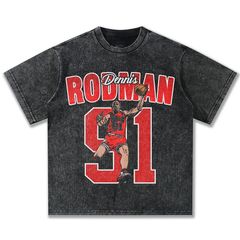NBA デニス ロッドマン Dennis Rodman シカゴブルズ  ヴィンテージ加工 コットン 半袖 Tシャツ 男女兼用 S～3XL