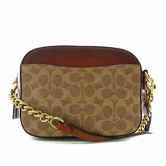 コーチ COACH ショルダーバッグ PVC レザー チェーン シグネチャー 総柄 茶色 ブラウン ベージュ 31208 /XZ ■GY18