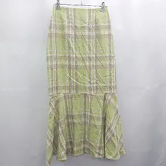 ◇ Θ Heather ヘザー チェック柄 ロング マーメイド スカート サイズS ライトグリーン系 レディース E  【1507030010065】