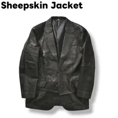 【上質】 unknown シングル 2B 羊革 レザー テーラードジャケット LL ブラック メンズ