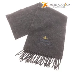 ■ ヴィヴィアンウエストウッド マフラー ラナウール ロゴ刺繍 オーブ レディース メンズ ダークグレー