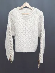 ◇ ⊇ Ungrid アングリッド レースアップ 長袖 ニット セーター サイズF ライトベージュ系 レディース E  【1507230004260】