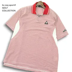 le coq sportif GOLF COLLECTION ルコック ゴルフ 春夏 ロゴ刺繍★ 切替 半袖 ボーダー ポロシャツ Sz.L メンズ 赤 × 白