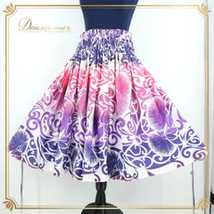 フラダンス 衣装 パウスカート ホワイト系 シングル フラ ダンス レフア柄 花柄 レッスン ハワイアン アロハ グラデーション 白 紫 華やか 鮮やか 練習 総柄 かわいい 明るい ハワイアンプリント ピンク系 パープル系