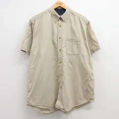XL/古着 エディーバウアー 半袖 シャツ メンズ ワンポイントロゴ 大きいサイズ コットン ボタンダウン ベージュ カーキ 25jul04 中古 トッ