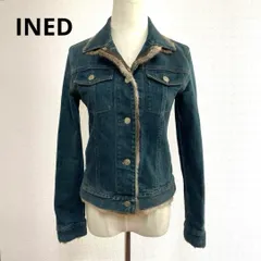 INED イネド ボア付きダークブルーデニムジャケット 9 ラビットファー