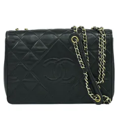 本物 シャネル CHANEL ココマーク マトラッセ チェーン ショルダーバッグ ラムスキン レザー ブラック Matelasse バッグ 中古 【フォロー割】