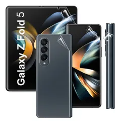 QAZWERT【4 + 4枚セット】Galaxy Z Fold5 フィルム 全面保護 Samsung ギャラクシー zフォールド 5 SCG22 SC-55D 自動修復 キズ防止 指紋認証対応 超高敏感度 柔らかい ケースに干渉せず 超薄型 気泡な