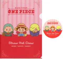 【中古】グッズセット ルフィ＆ゾロ＆サンジ(麦たま/レッド) 麦わらストアコラボ A4クリアファイル＆ステッカーセット 「一番くじ ワンピース 未来島エッグヘッド～きみへの想い～」 I賞