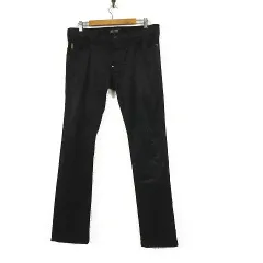 アルマーニ ジーンズ ARMANI JEANS 30周年記念モデル パンツ テーパード 起毛 イーグル ロゴ ボタンフライ ストレッチ 32 黒 ブラック 国内正規品 レア 希少のサムネイル