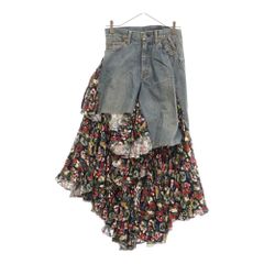 JUNYA WATANABE COMME des GARCONS (ジュンヤワタナベ コムデギャルソン) 19AW 再構築 花柄 レイヤード デニムスカート インディゴ/マルチカラー レディース XD-S001