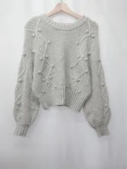 ◇ ⊆ ナチュラルビューティーベーシック 長袖 ニット セーター サイズM ライトグレー系 レディース E  【1507160008024】