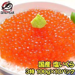 塩イクラ 1kg 100g×10パック 厳選の国産3特グレードの本格塩イクラ！皮までトロける上物。ギフトに大人気！【塩いくら いくら塩漬け いくら丼 イクラ丼 海鮮丼 北海道 サーモン 鮭 豊洲市場 寿司 料理 ギフト】