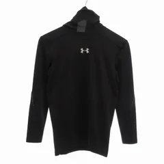 アンダーアーマー UNDER ARMOUR 美品 COLDGEAR INFRARED ARMOUR ELEMENTS LSフーディー パーカー プルオーバー ロゴ プリント LG L 黒 ブラック /HO◆ 1219