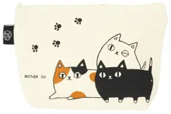 新品 三匹 猫3兄弟 13600 セラミック藍ポーチ 20×マチ5×h15cm