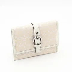 良品 コーチ シグネチャー ベージュ レザー レディースカードケース 2000000 NSK OMI