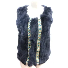 チャオパニック ティピー CIAOPANIC TYPY ベスト 前開き ラビットファー 総裏地 F 紺 ネイビー /AU