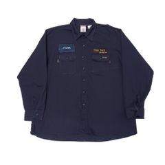Workrite ワークライト 長袖 ワークシャツ 企業ロゴ ワッペン 刺繍 ネイビー 2XL B202507