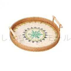 おしゃれ 北欧風 ナチュラル 28cm 藤 貝殻 トレー プレート トレイ ラウンド シェルステッチ クリエイティブ バイノーラル ソーサー 食品 