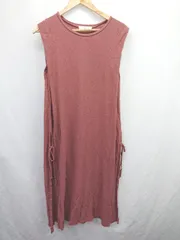 ◇ ⊂ Samansa Mos2 blue サイドスリット ノースリーブ 膝下丈 ワンピース サイズF ブラウン系 レディース E  【1506180000124】