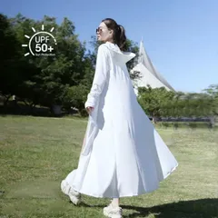 UVカット パーカー ロング丈 UVパーカー レディース UPF50+ 薄手 接触冷感 ひんやり 涼しい UV対策 ラッシュガード 長袖 フード付き ロング