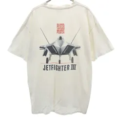 POWER PRO by ONEITA パワープロバイオニータ 90s オールド バックプリント JETFIGHTER3 半袖 Tシャツ XL ホワイト シングルステッチ メンズ 古着