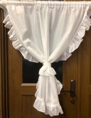 小窓用　カーテン　サイズ調整可能　幅45cm〜95cm  丈105cm フリルタッセル　ギャザーフック付き　つっぱり棒でも可能