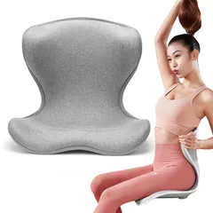 YOOBEBEST姿勢サポートチェア 腰痛 オフィスウエストクッション 多層サポート 変形せずに長い間座って オフィスチェア/ソファ/床/ベッド/ゲームチェアに直接置かれ 猫背改善 長い間座って快適に感じることができます（グレー）