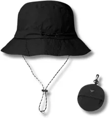 Capprecier サファリハット メンズ レディース 折りたたみ UVカット 帽子 防水 通気 紫外線対策 超軽量速乾 バケットハット アウトドア 登山 キャンプ 春 夏 秋 男女兼用(ブラック,  60.0 cm)